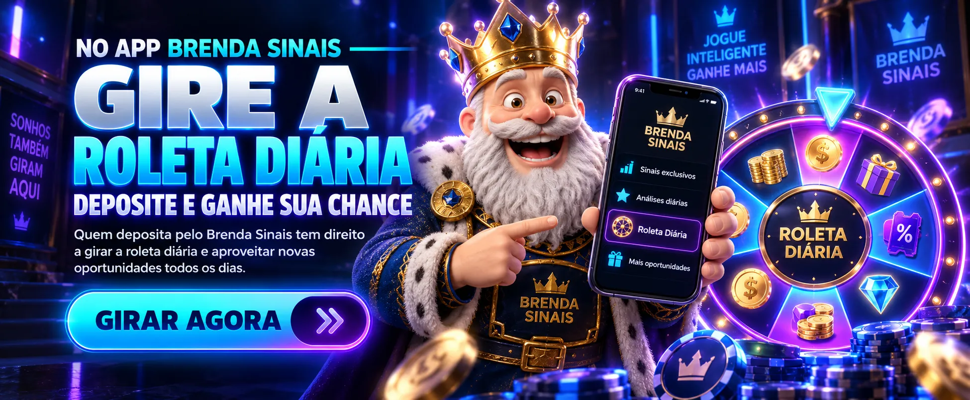 No app Brenda Sinais: gire a roleta diária